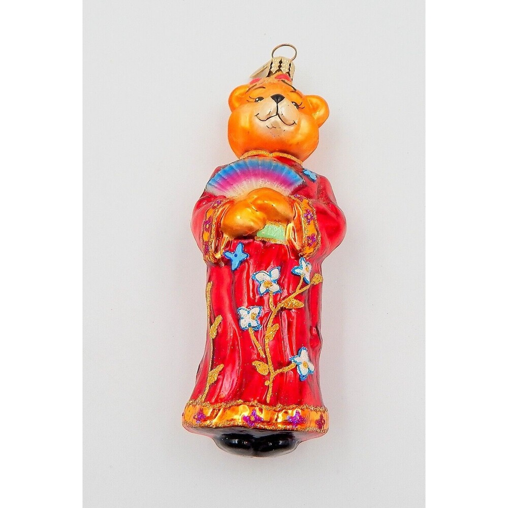 Radko Oriental Pearl Geisha Teddy Bear Around World Christmas Ornament Kimono